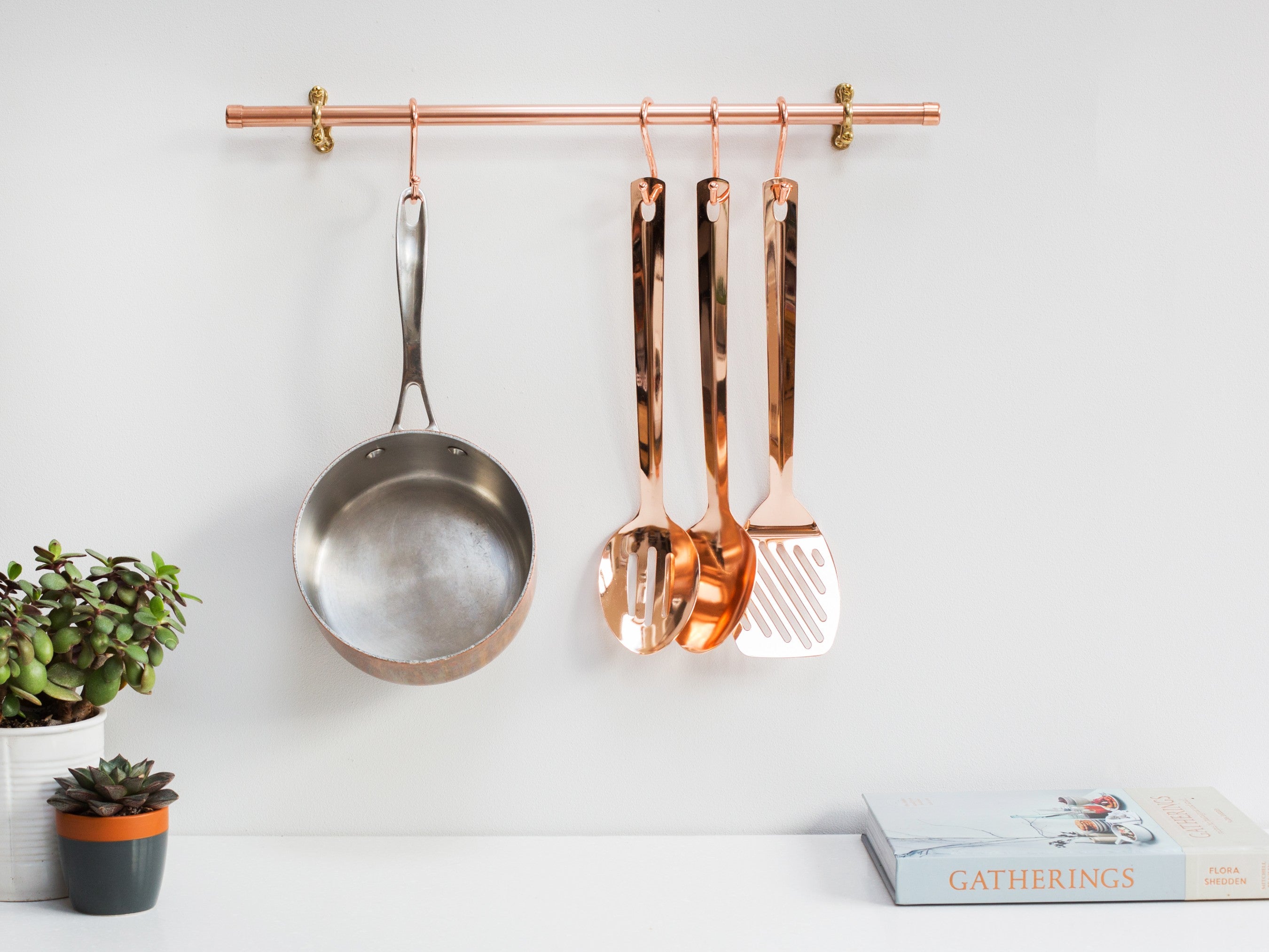 Copper Key Rack/Coat Hooks With Shelf