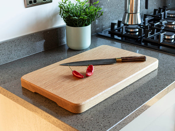 Chopping Board Solid Oak - Handcrafted Serving Board with handles