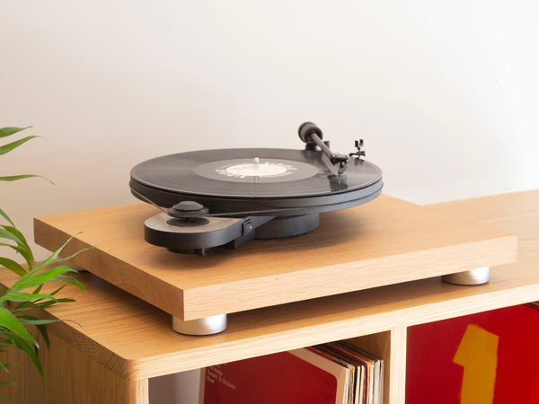 HiFi Platform Solid Oak - Noise isolation Platform with Aluminium Feet - Turntable, Amplifier Anti-vibration stand