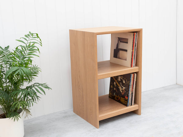 HiFi Cabinet Handmade from Solid Oak - Turntable, Amplifier & Vinyl Record Storage with Two Shelves