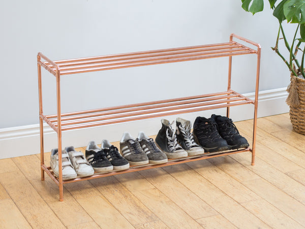 3 tier Copper pipe shoe rack - Handmade with industrial fittings - Shoe storage/organisation