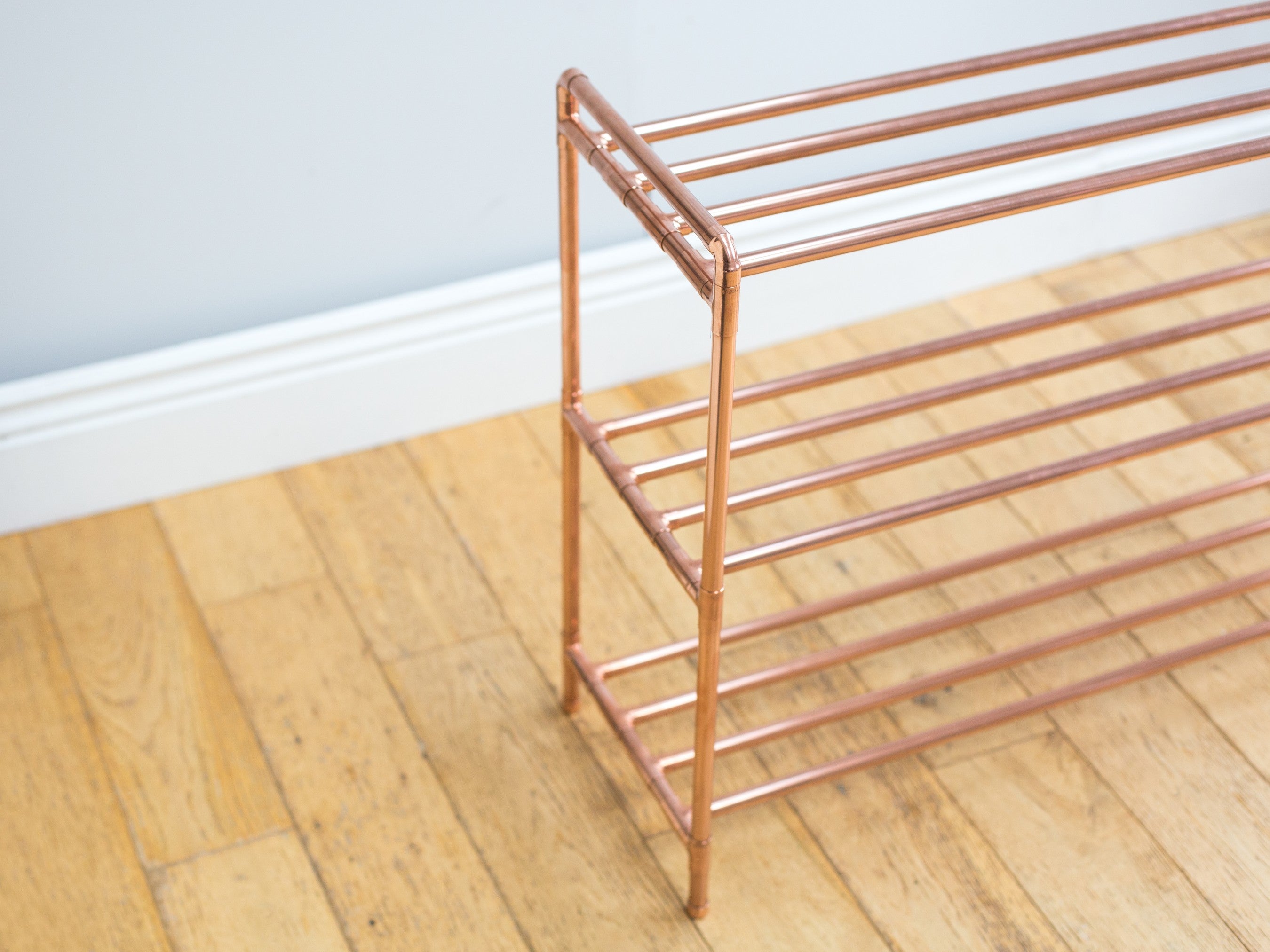 3 Tier Copper Pipe Shoe Rack Handmade With Industrial Fittings Shoe Storage/organisation  