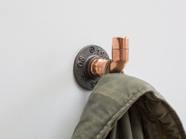 Copper pipe wall hook