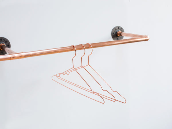 Wall mounted clothing rack - Industrial copper pipe and iron fittings (double)