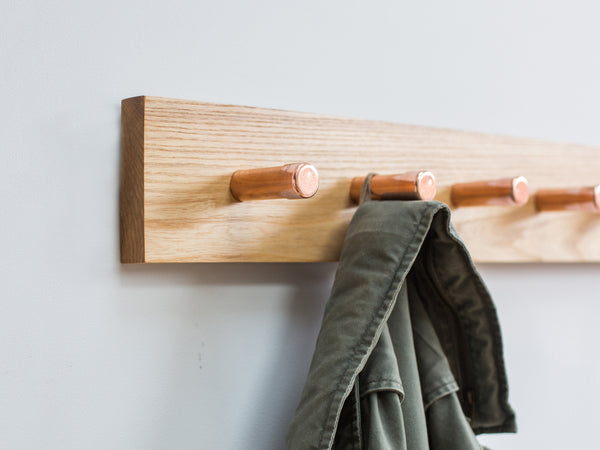 Peg Rack - Copper & Ash Hardwood - Handmade