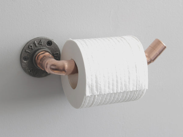 Wall mounted toilet roll holder - Made from copper pipe